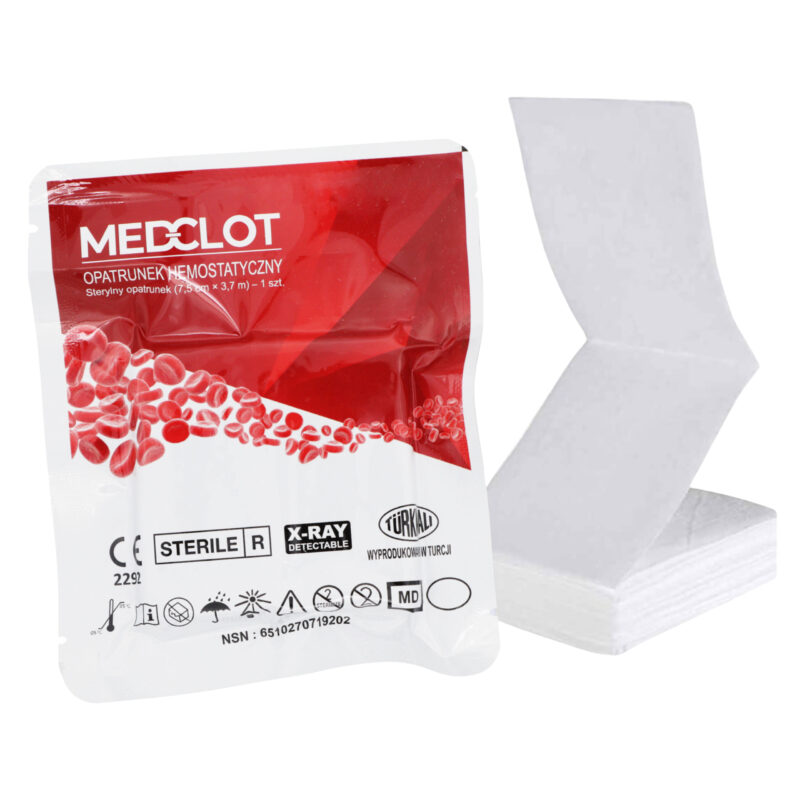 Gaza hemostatyczna MedClot Z-Fold 5 – opatrunek na silne krwotoki, certyfikat CE