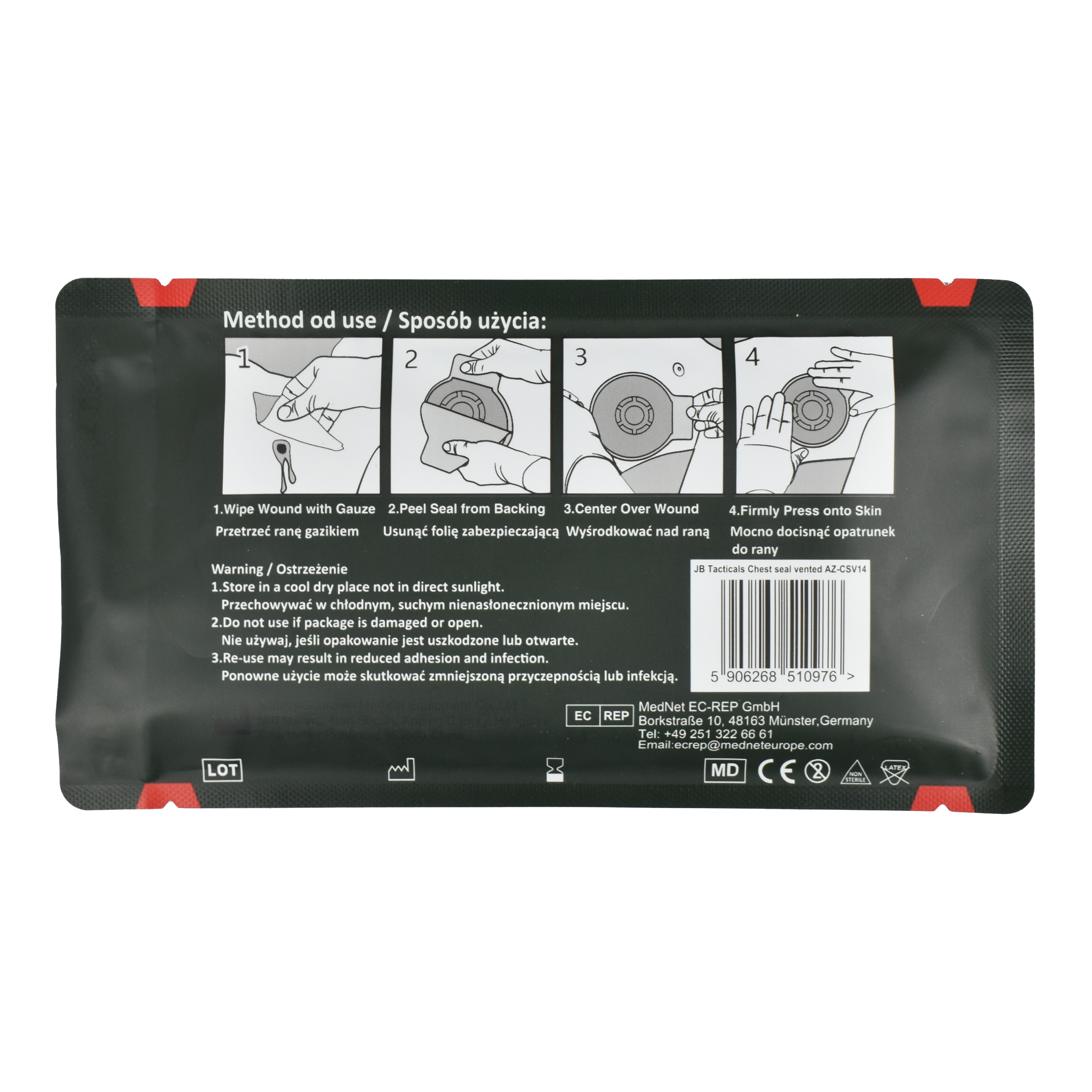 Opatrunek Wentylowy na rany klatki piersiowej Chest Seal