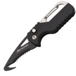 Mini scyzoryk karabińczyk nóż składany JB-08 Molle IFAK Hak - czarny