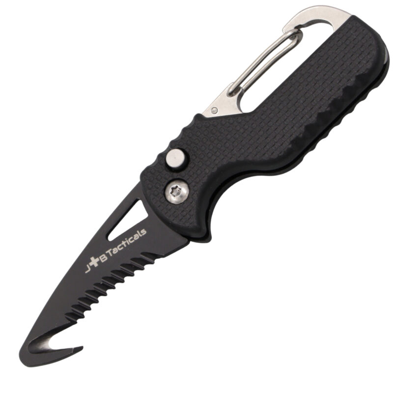 Mini scyzoryk karabińczyk nóż składany JB-08 Molle IFAK Hak - czarny