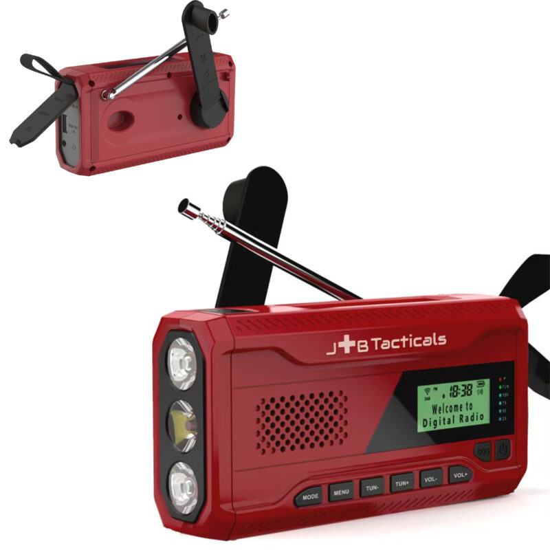 przenośne radio awaryjne solarne czerwone JB-05